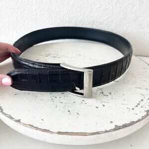 Rod Patrick Boots Mens Western Belt 1.5" Straight End Sz 30 Black Caiman Leather